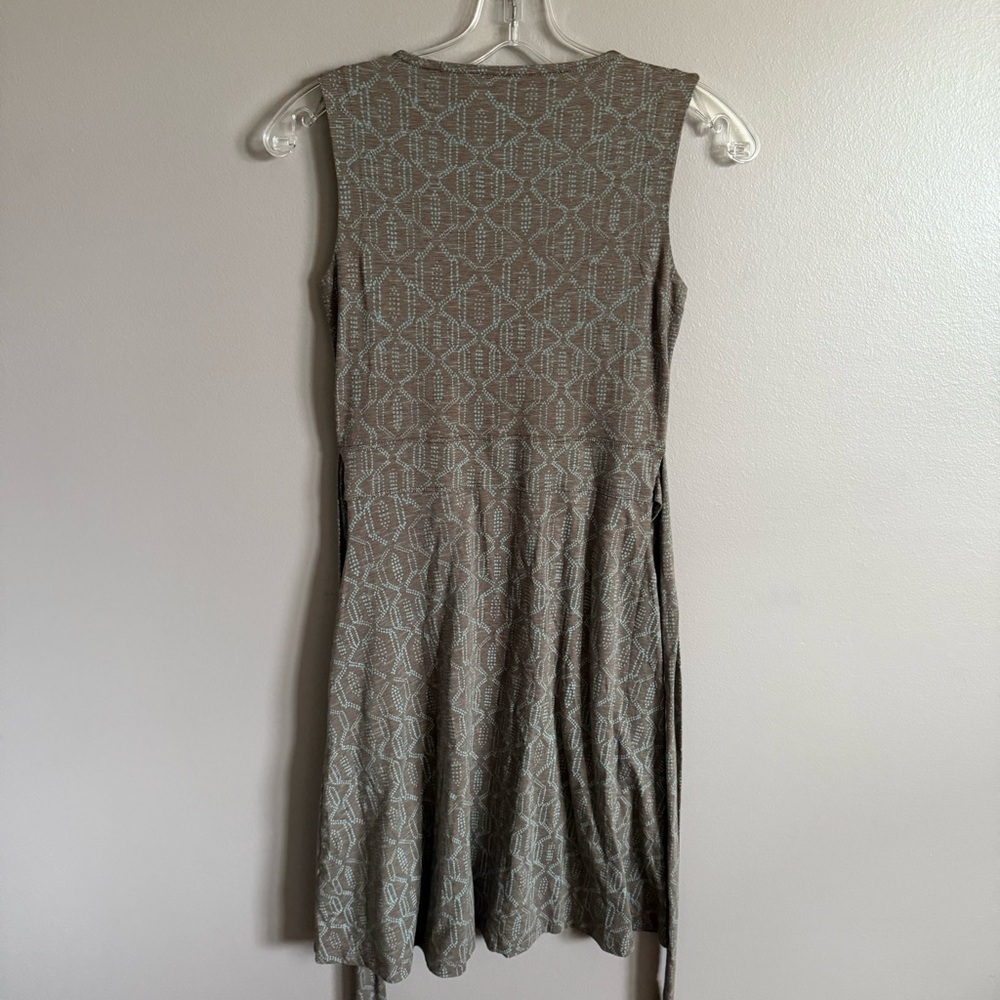 Toad & Co Cue Wrap Sleeveless Dress Falcon Brown Batik Dot Print Size XS - Picture 6 of 7